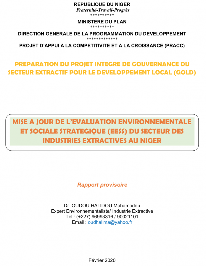 Rapport provisoire - mise à jour de l'EESS